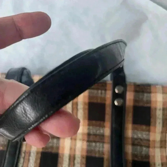 Vintage Longaberger Homestead Brown and Black Plaid Tote with matching wallet - Picture 3 of 7